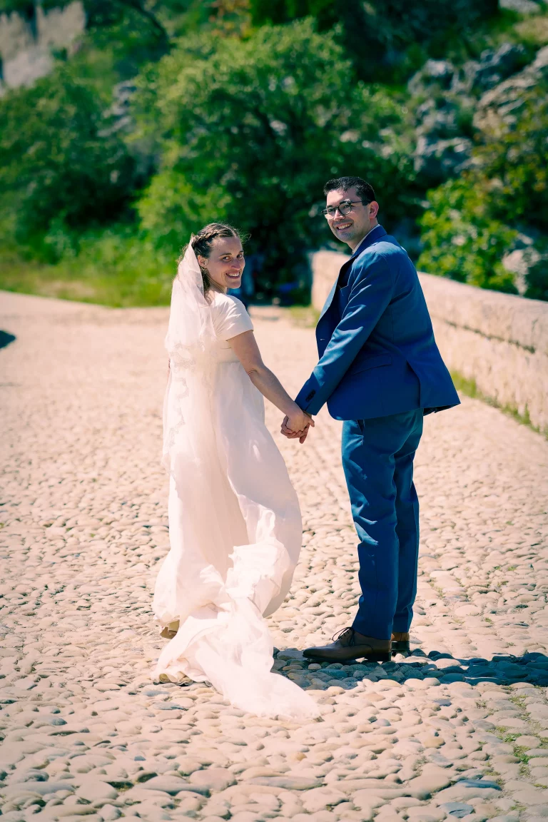 Maguelone et Gauthier pendant leur séance photo de mariage